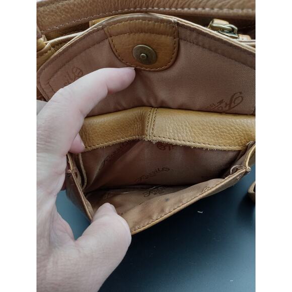 FOSSIL Purse Tan Genuine Leather Crossbody/Shoulder Handbag 75082 - Picture 13 of 16